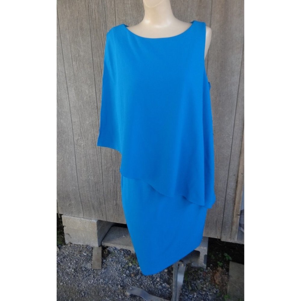 NWT Ralph Lauren Crepe Cooper One Shoulder Day Dress Luxe Scuba Blue 10 …